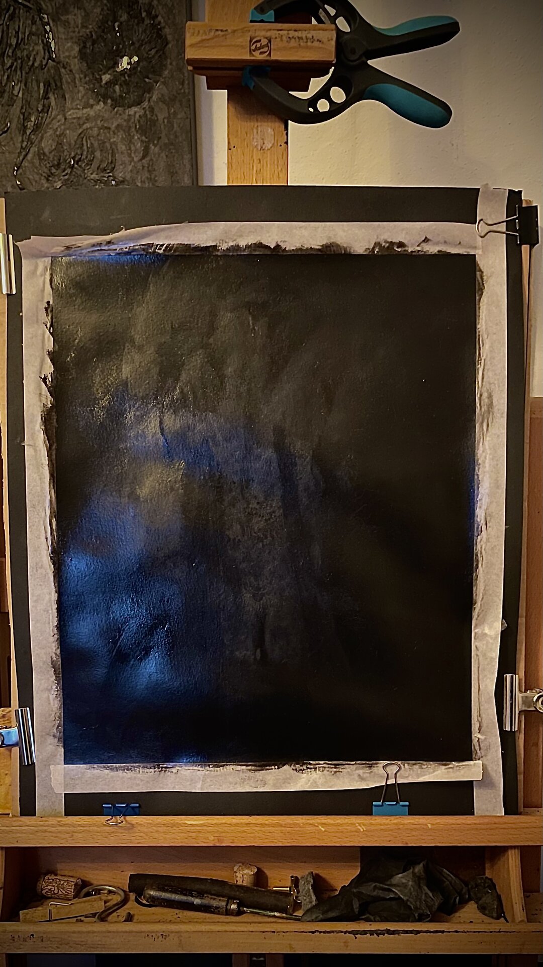 Œuvre Eurydice du Manoirs 2022 — En cour d'éxécution dans l'atelier noir